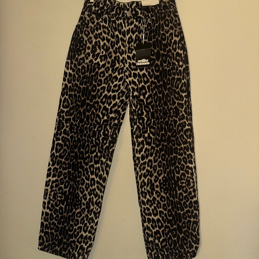 Leopard Print Flare & Wide Leg Jeans